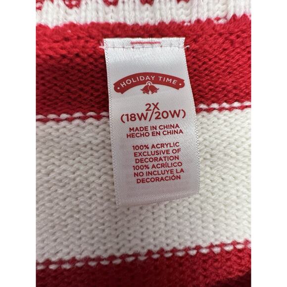 Holiday Time Womens 2X Christmas Sweater Penguin Felt Applique Red White - Picture 2 of 6